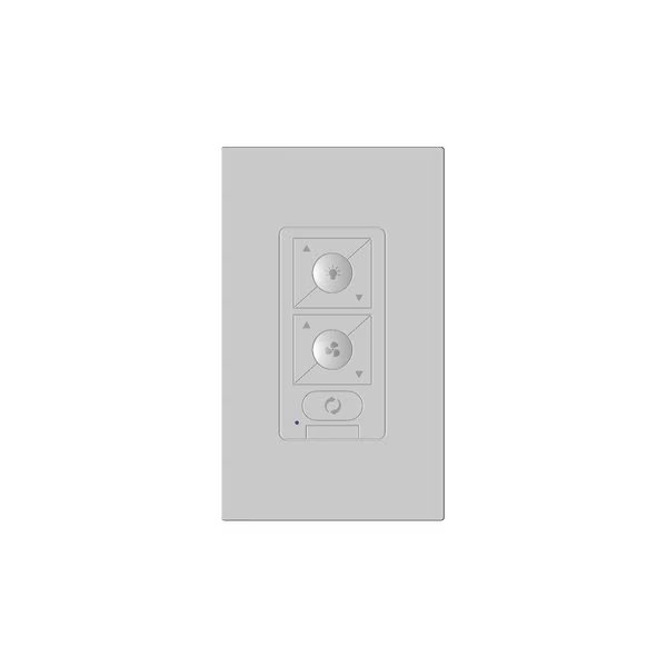 6-Speed Bluetooth Ceiling Fan Wall Control with Single Pole Wallplate in White, Wac, Mfr#: WC20